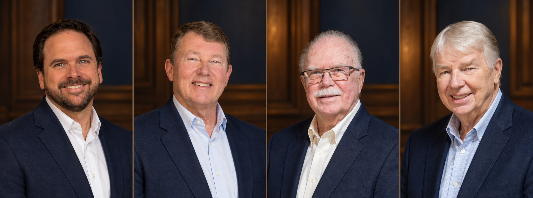 Centered portraits of the four Old Fashion Quartet members